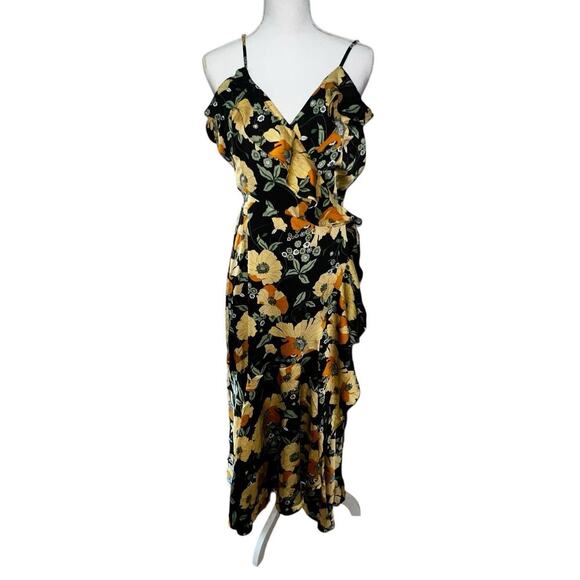 Lulu's Floral Black and Yellow High Low Dress - Picture 4 of 14